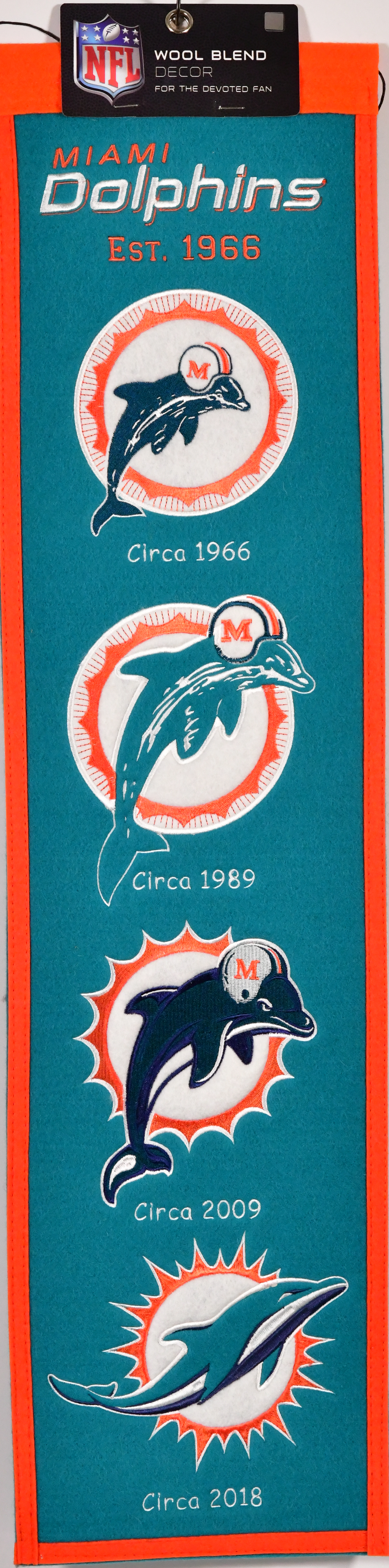 Miami Dolphins 8x32 Wool Slogan Heritage Banner