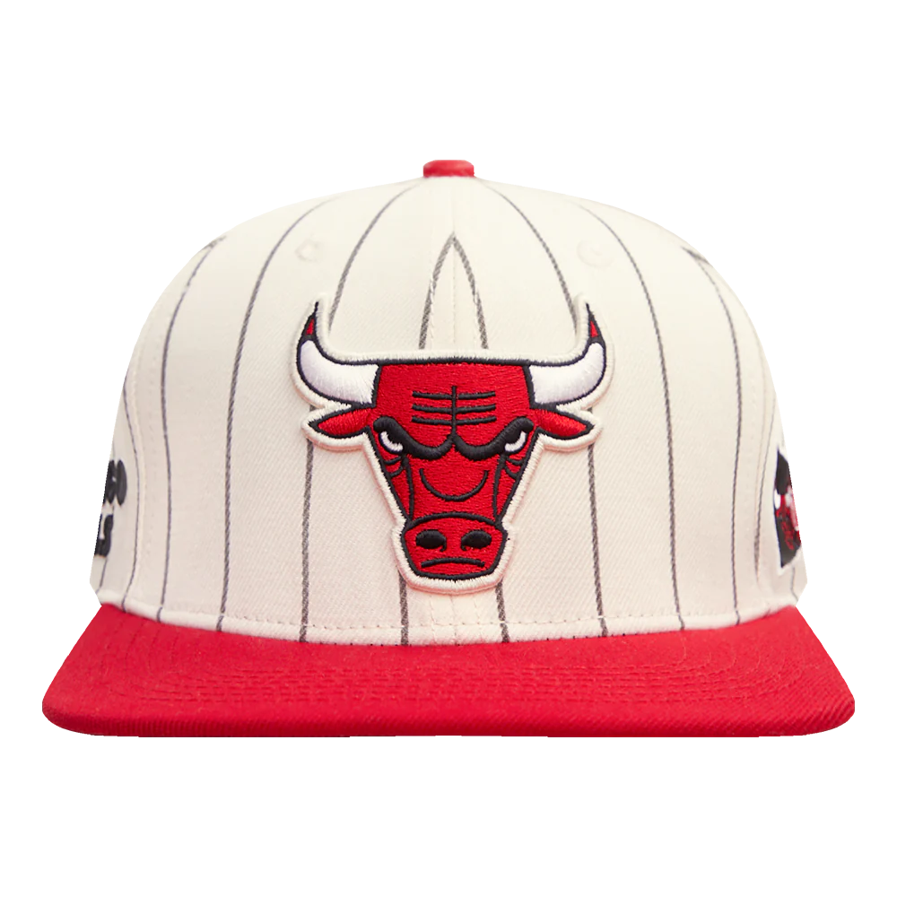 NBA CHICAGO BULLS PINSTRIPE RETRO CLASSIC LOGO WOOL SNAPBACK HAT