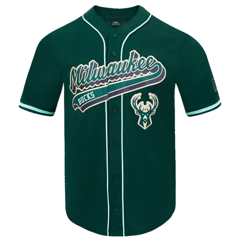 Milwaukee Bucks Lettering Green Button-Up