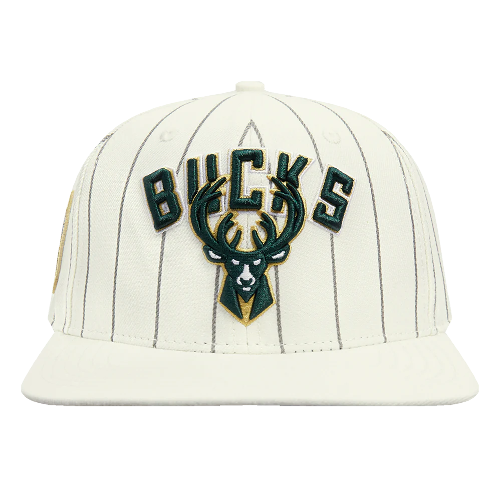 NBA MILWAUKEE BUCKS PINSTRIPE RETRO CLASSIC WORDMARK WOOL SNAPBA